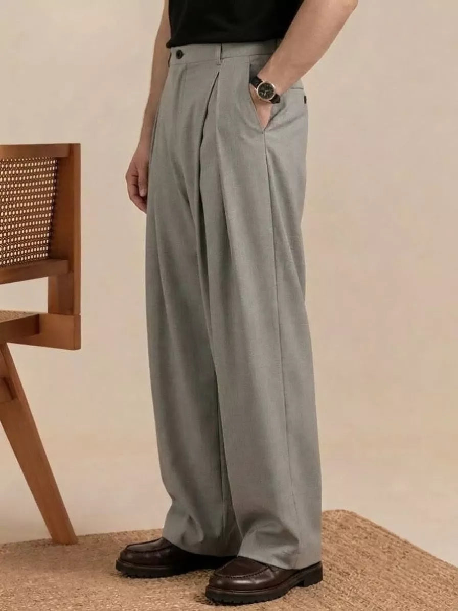 The Ambassador Wide-Leg Trousers — Pleated