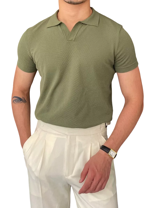 V-Neck Cotton Polo Shirt - Men's V-Neck Cotton Polo Shirt | Classic Masculine Style | Alex Shogun Alex Shogun Men's Clothes