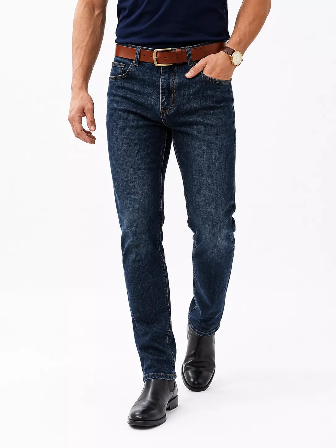 Casual Straight Jeans - Men's Light Wash Straight Leg Jeans | Stretch Denim | Alex Shogun Alex Shogun Men's Clothes