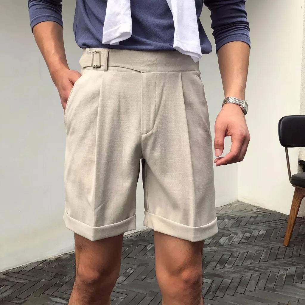 The Alt-Belt Short - Men's Formal Pleated Shorts | Diagonal Buckle Summer | Alex Shogun Alex Shogun Men's Clothes