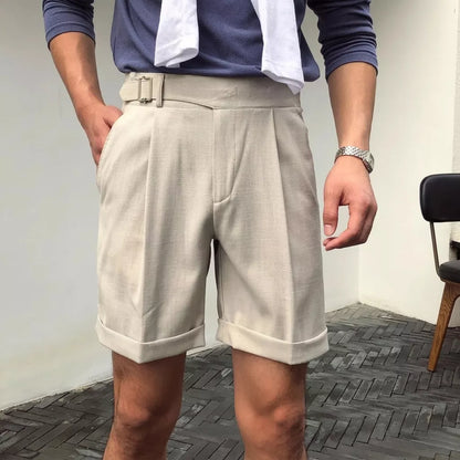The Alt-Belt Short - Men's Formal Pleated Shorts | Diagonal Buckle Summer | Alex Shogun Alex Shogun Men's Clothes