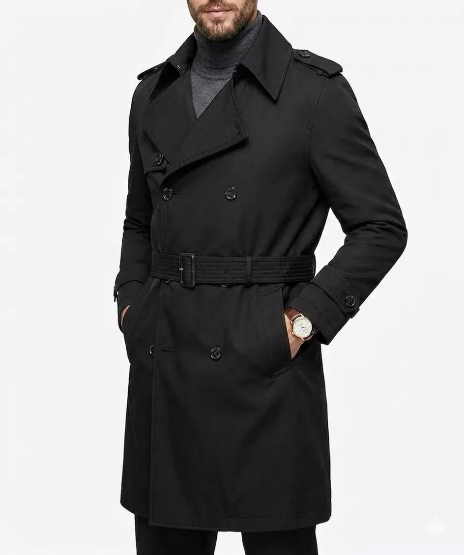 Classic Trench Coat - Men's Double Breasted Trench Coat | Dark Masculine | Alex Shogun Alex Shogun Men's Clothes