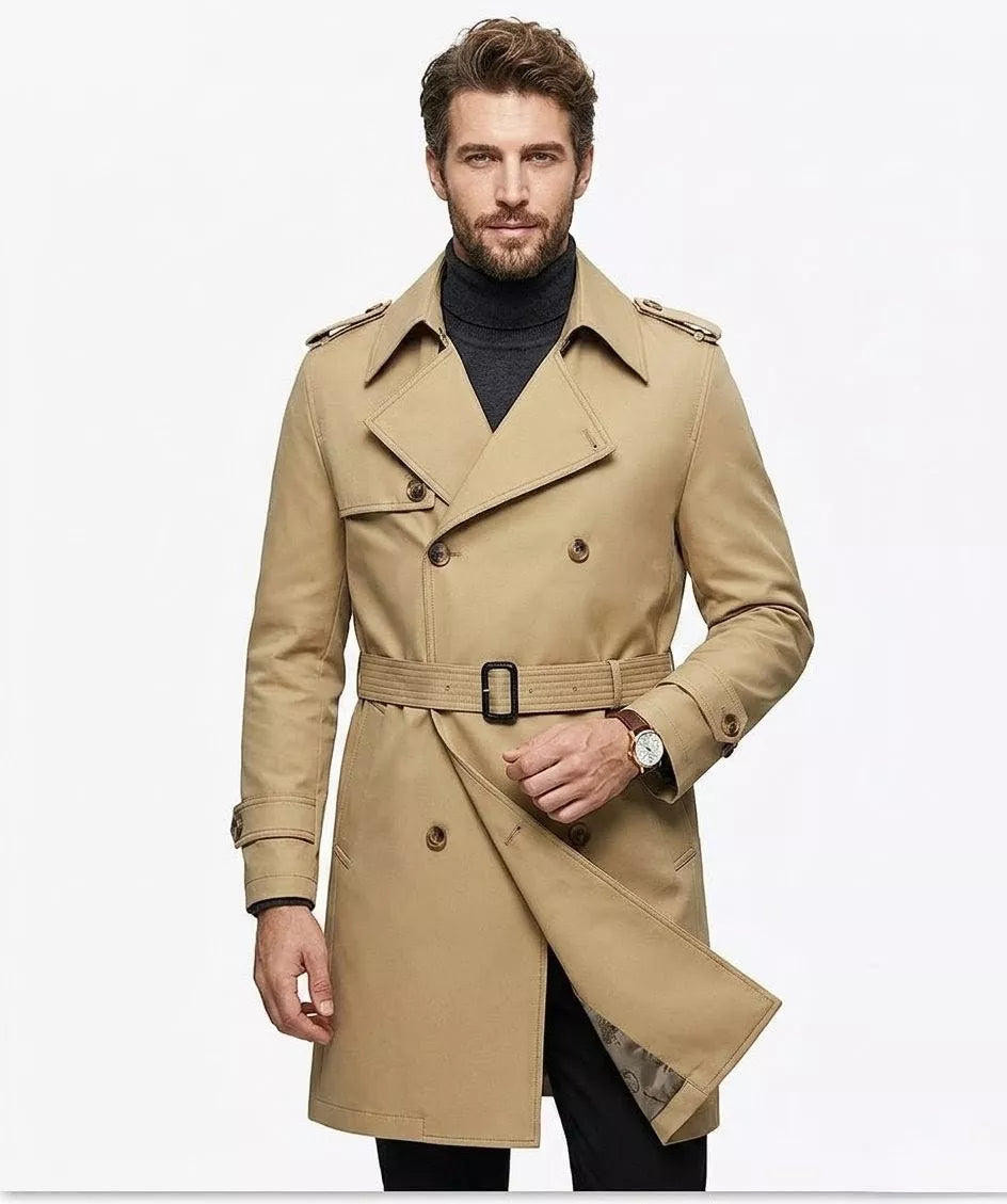 Classic Trench Coat - Men's Double Breasted Trench Coat | Dark Masculine | Alex Shogun Alex Shogun Men's Clothes