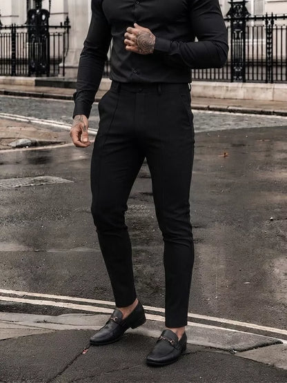 Business-Casual Tailored Trousers - Men's Slim Fit Business Trousers | Tailored Pants | Alex Shogun Alex Shogun Men's Clothes
