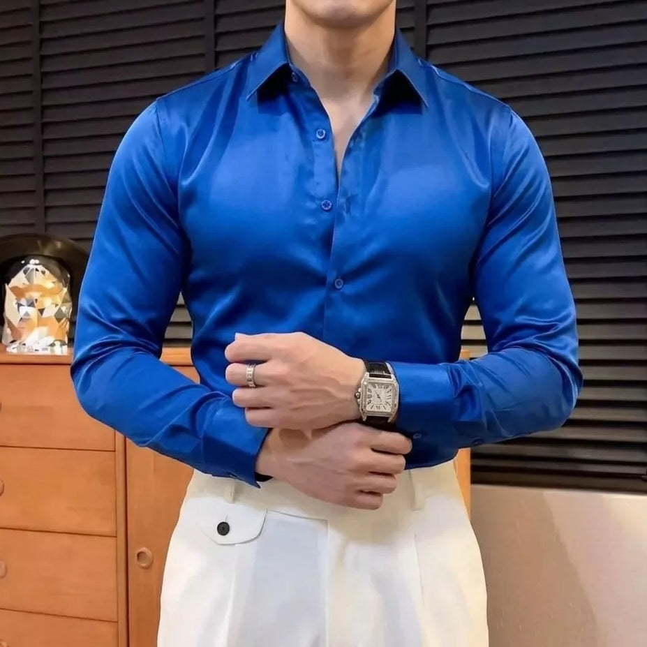 Royal Satin Shirt - Men's Satin Dress Shirt | Silk Feel Elegant | Alex Shogun Alex Shogun Men's Clothes