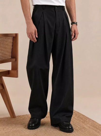 The Ambassador Wide-Leg Trousers — Pleated