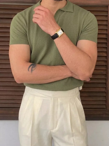 V-Neck Cotton Polo Shirt - Men's V-Neck Cotton Polo Shirt | Classic Masculine Style | Alex Shogun Alex Shogun Men's Clothes