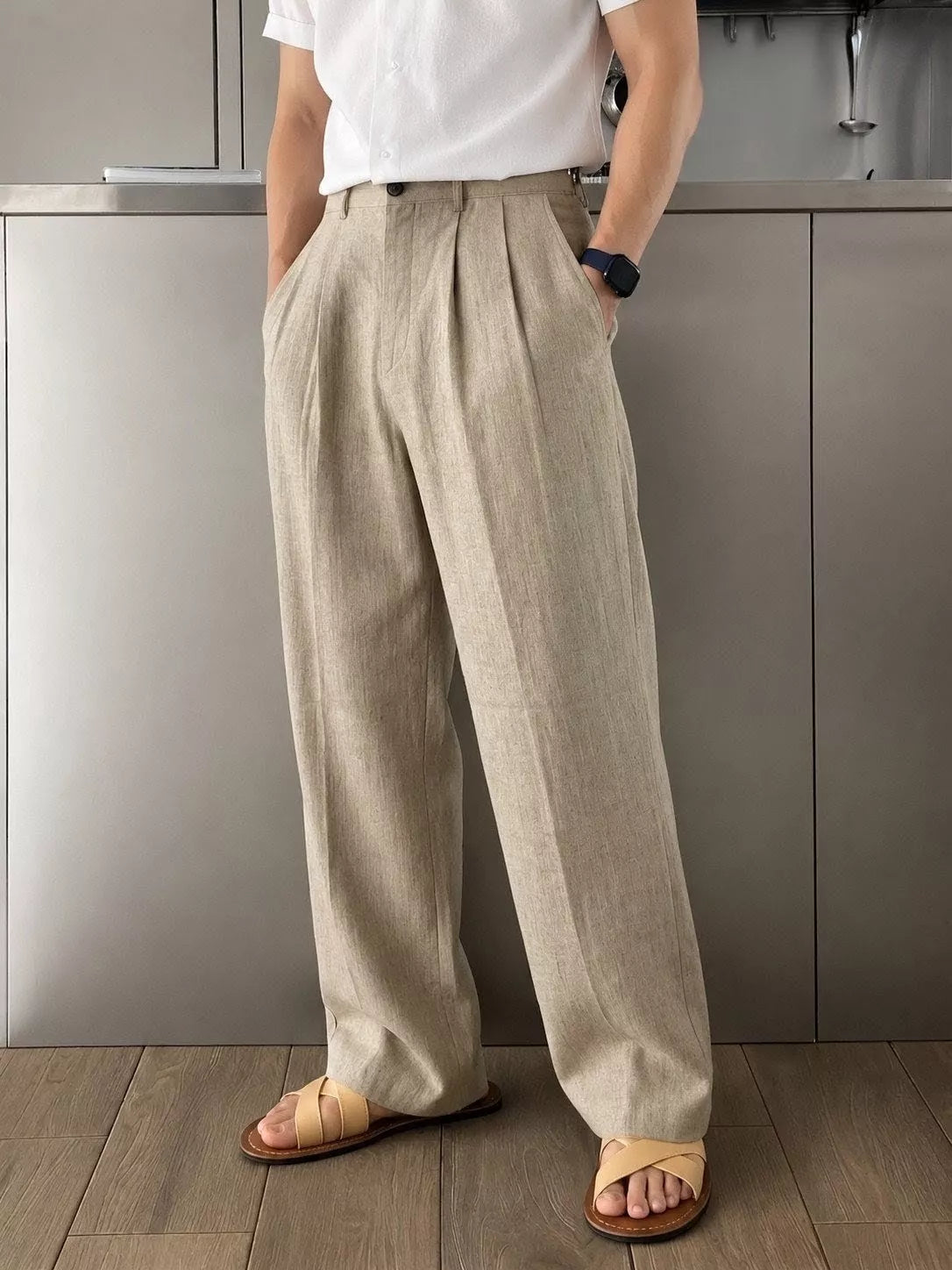 The Nobleman's Linen Wide-Leg Pants - Men's Wide Leg Linen Pants | Luxury Aesthetic Trousers | Alex Shogun Alex Shogun Men's Clothes