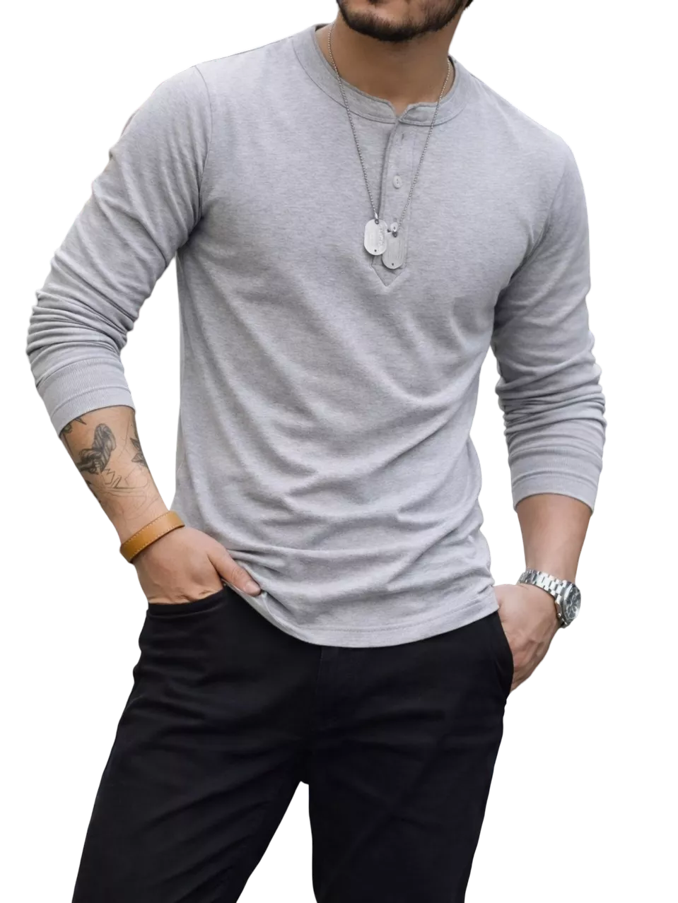 Henley Long-Sleeve Tee - Henley Long-Sleeve Tee Alex Shogun Men's Clothes