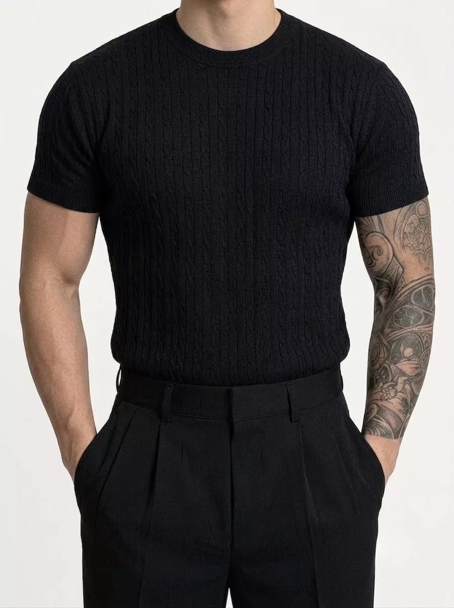 Zopfstrick-T-Shirt