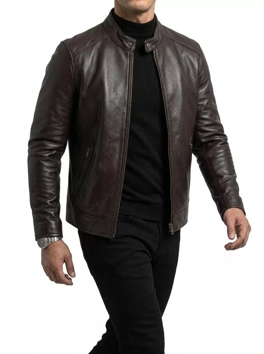 The Enforcer Leather Jacket — Cowhide Moto Jacket - Alex Shogun Men's Clothes