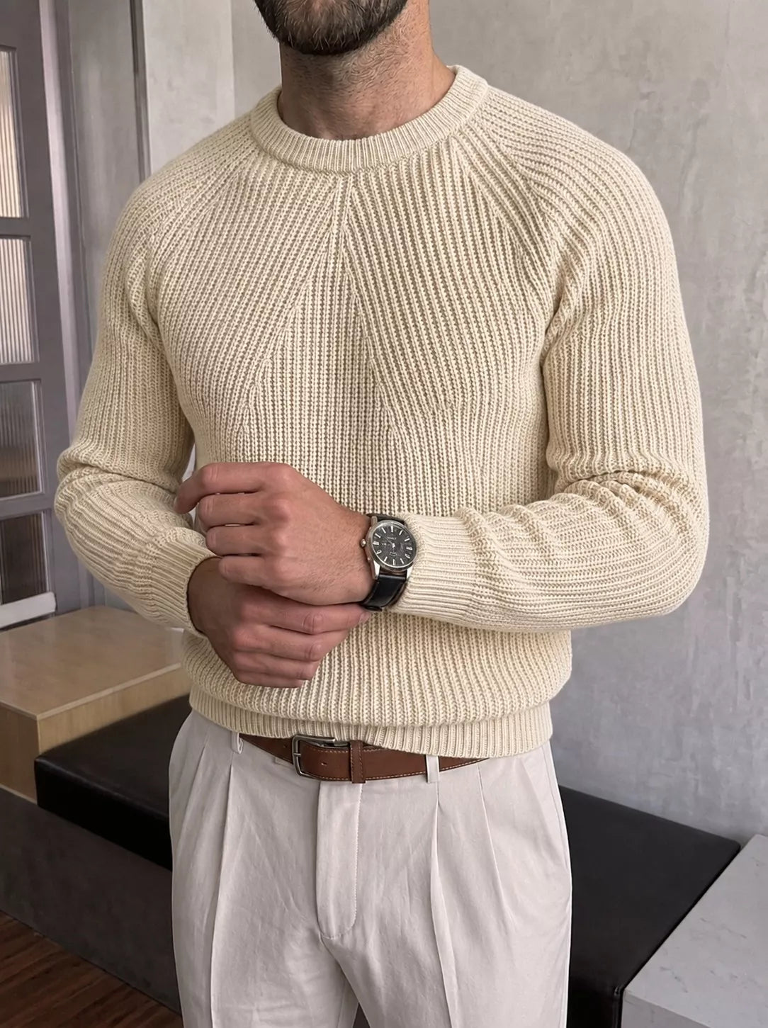 Saville Strickpullover – Rundhals-Pullover