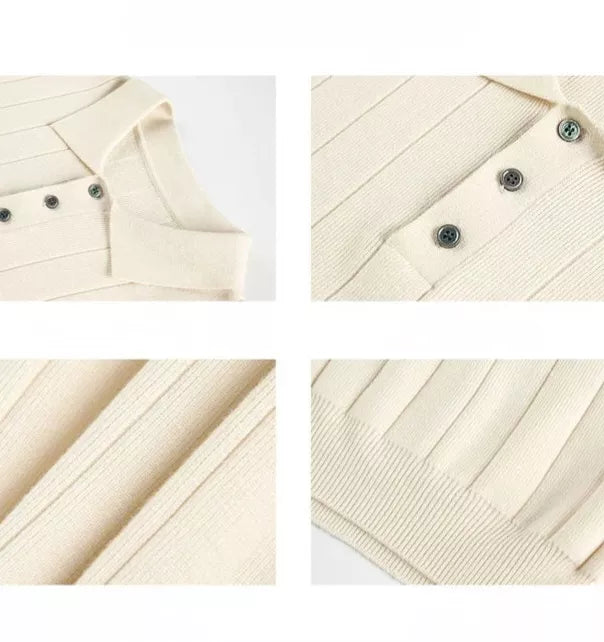 Polo Collar Sweater Vertical Ribbed - Polo Collar Sweater Vertical Ribbed Alex Shogun Men's Clothes