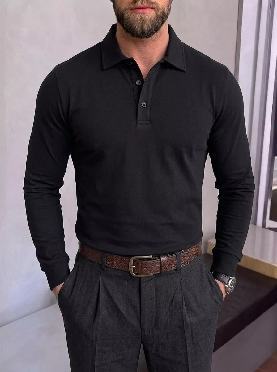 The Diplomat Long-Sleeve Polo | Alex Shogun - Alex Shogun Men's Clothes