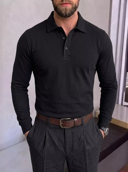 The Diplomat Long-Sleeve Polo | Alex Shogun - Alex Shogun Men's Clothes