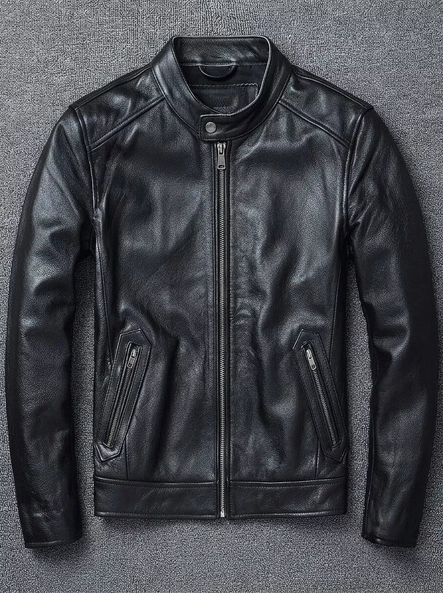 The Enforcer Leather Jacket — Cowhide Moto Jacket - Alex Shogun Men's Clothes