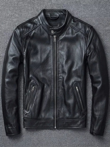 The Enforcer Leather Jacket — Cowhide Moto Jacket - Alex Shogun Men's Clothes