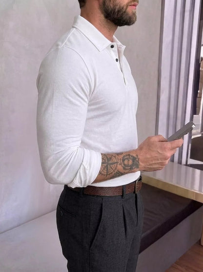 The Diplomat Long-Sleeve Polo | Alex Shogun - Alex Shogun Men's Clothes