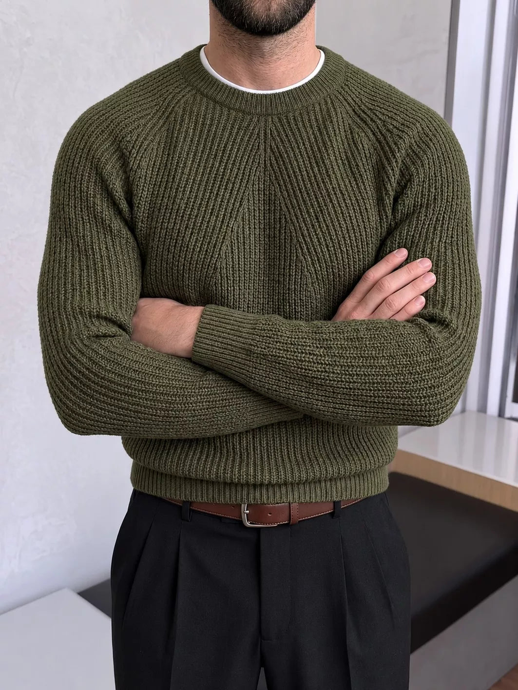 Saville Strickpullover – Rundhals-Pullover