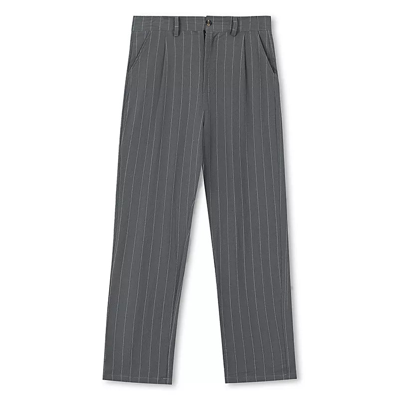 The Linear Pinstripe Trousers - Men's Pinstripe Linen Trousers | Wide leg Minimalist | Alex Shogun Alex Shogun Men's Clothes