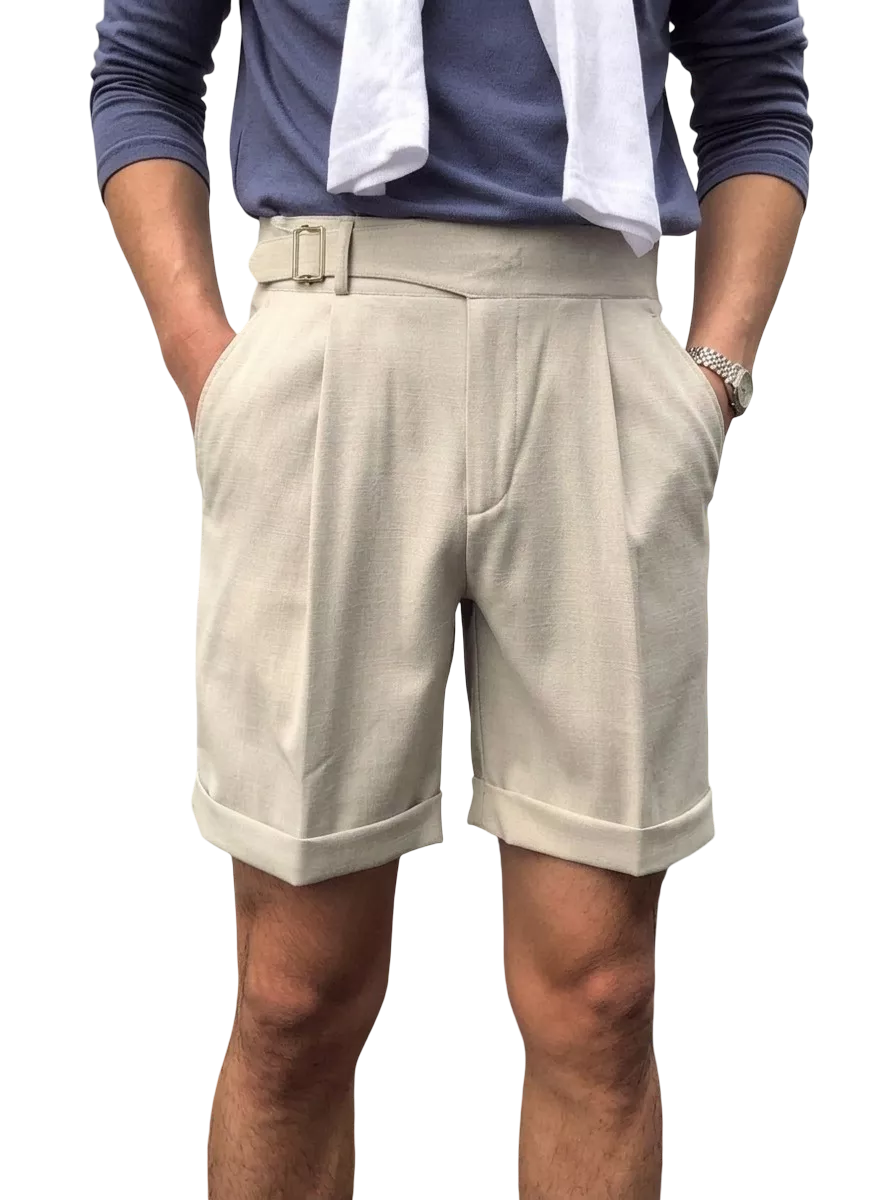 The Alt-Belt Short - Men's Formal Pleated Shorts | Diagonal Buckle Summer | Alex Shogun Alex Shogun Men's Clothes