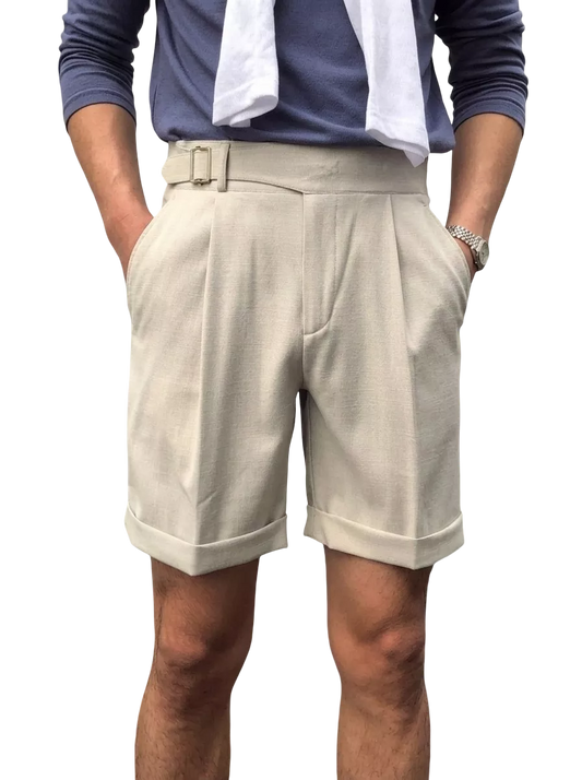 The Alt-Belt Short - Men's Formal Pleated Shorts | Diagonal Buckle Summer | Alex Shogun Alex Shogun Men's Clothes