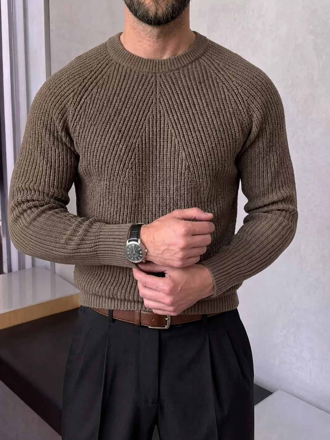 Saville Strickpullover – Rundhals-Pullover
