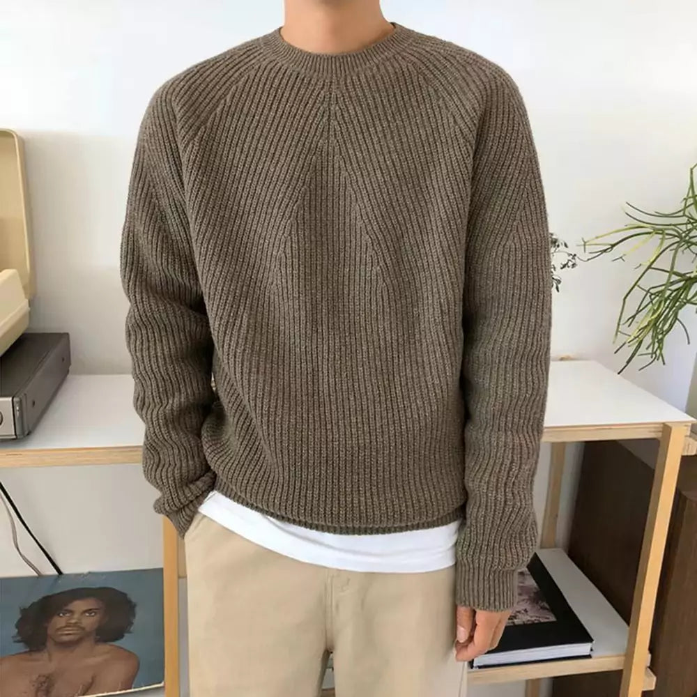 Round Collar Knit Sweater - Crew Neck Sweater: Comfortable and Stylish for Men. Shop Now Alex Shogun Men's Clothes