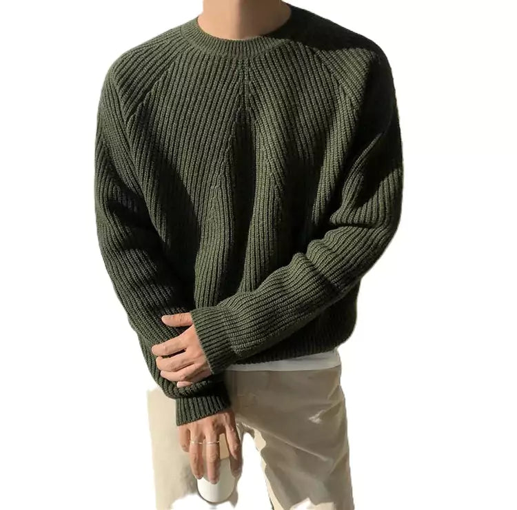 Round Collar Knit Sweater - Crew Neck Sweater: Comfortable and Stylish for Men. Shop Now Alex Shogun Men's Clothes