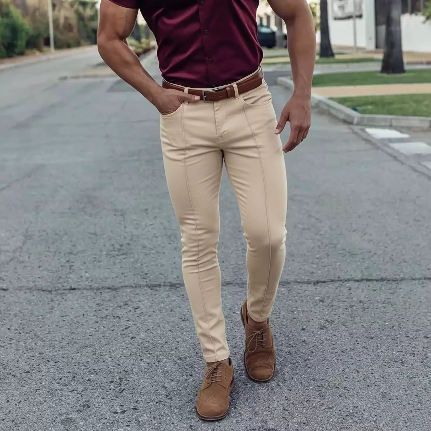 Skinny Business-Casual Pants AlexShogun - Skinny Business-Casual Pants AlexShogun Alex Shogun Men's Clothes
