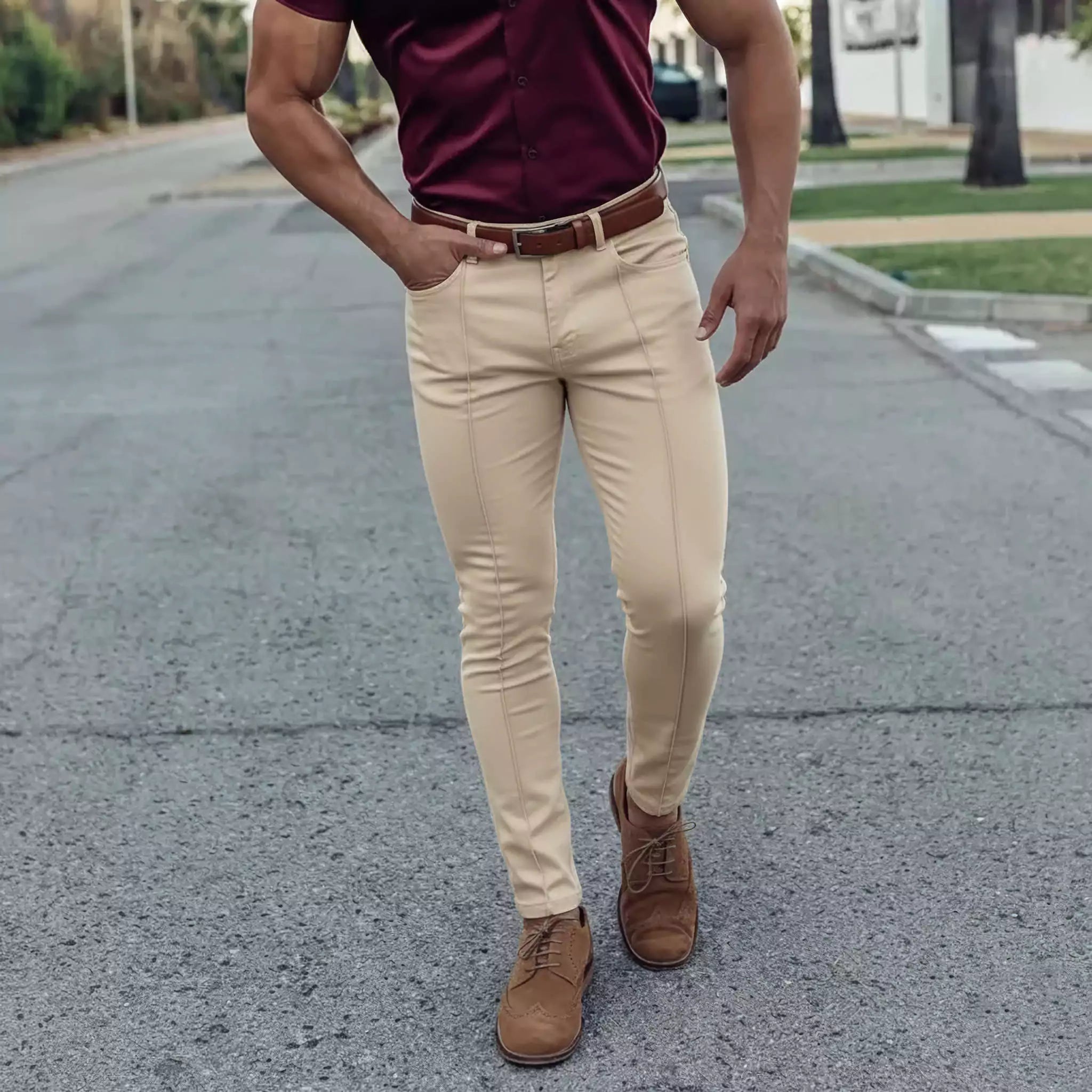 Skinny Business-Casual Pants AlexShogun - Skinny Business-Casual Pants AlexShogun Alex Shogun Men's Clothes