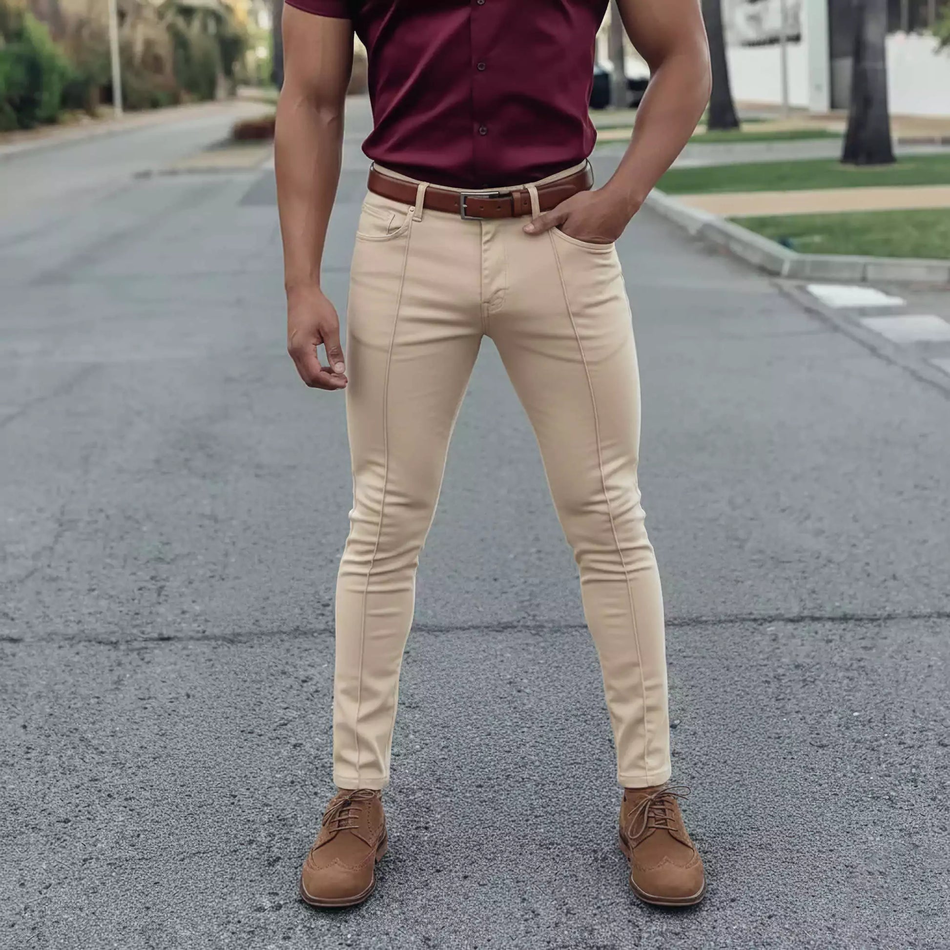 Skinny Business-Casual Pants AlexShogun - Skinny Business-Casual Pants AlexShogun Alex Shogun Men's Clothes