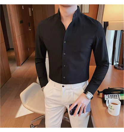 Slim Fit Tuxedo Shirt - Men's Slim Fit Tuxedo Shirt: Elegant and Sophisticated Alex Shogun Men's Clothes