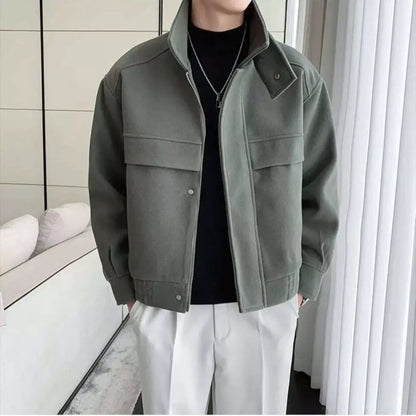 The Elite Stand Collar Woolen Jacket - The Elite Stand Collar Woolen Jacket Alex Shogun Men's Clothes