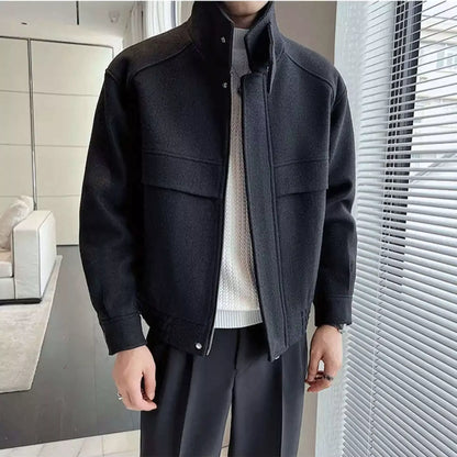 The Elite Stand Collar Woolen Jacket - The Elite Stand Collar Woolen Jacket Alex Shogun Men's Clothes