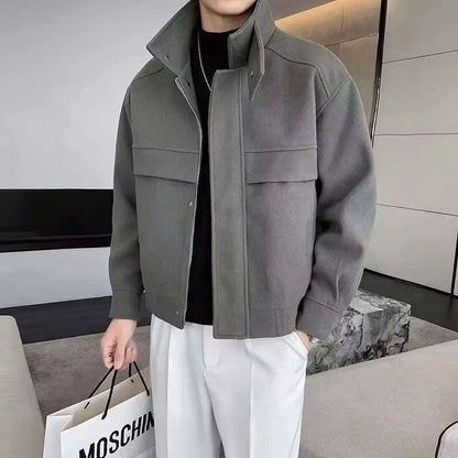 The Elite Stand Collar Woolen Jacket - The Elite Stand Collar Woolen Jacket Alex Shogun Men's Clothes