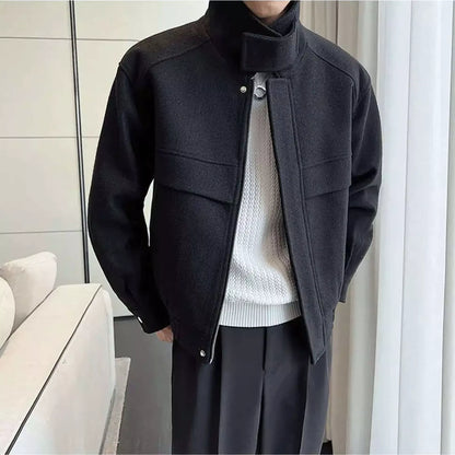 The Elite Stand Collar Woolen Jacket - The Elite Stand Collar Woolen Jacket Alex Shogun Men's Clothes