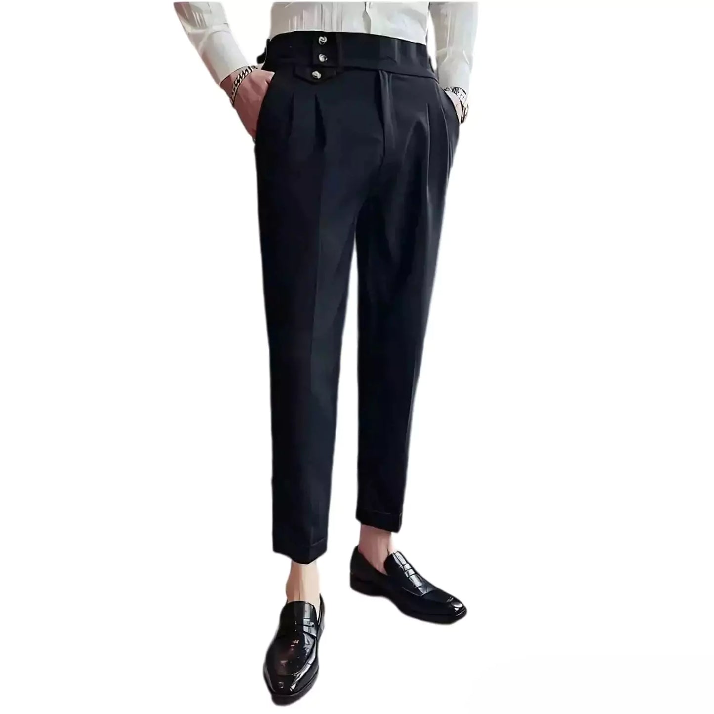 Tailored Wool Trousers -  #  pants Elevate Your Style with Men's High Waist Suit Trousers | All-Season  