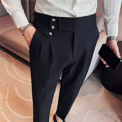 Tailored Wool Trousers -  #  pants Elevate Your Style with Men's High Waist Suit Trousers | All-Season  