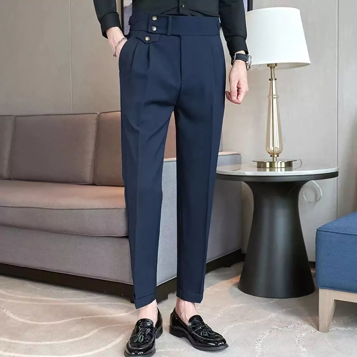 Tailored Wool Trousers -  #  pants Elevate Your Style with Men's High Waist Suit Trousers | All-Season  