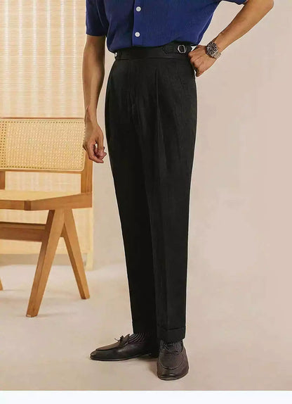 The Amalfi Linen Dress Pants - The Amalfi Linen Dress Pant | Men's High Waisted Trousers | AlexShogun Alex Shogun Men's Clothes