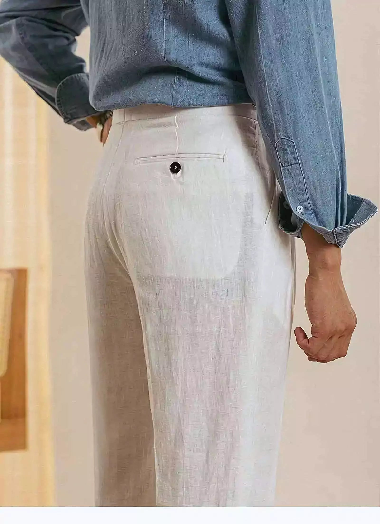 The Amalfi Linen Dress Pants - The Amalfi Linen Dress Pant | Men's High Waisted Trousers | AlexShogun Alex Shogun Men's Clothes