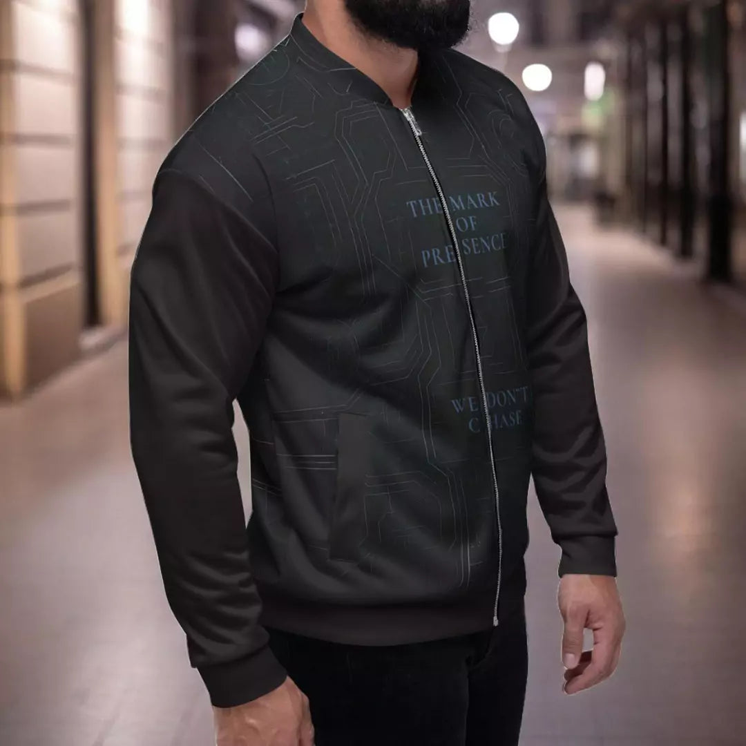 The Mark of Presence Bomber Jacket - The Mark of Presence Black Bomber Jacket for Men | Best Bomber Jackets Alex Shogun Men's Clothes