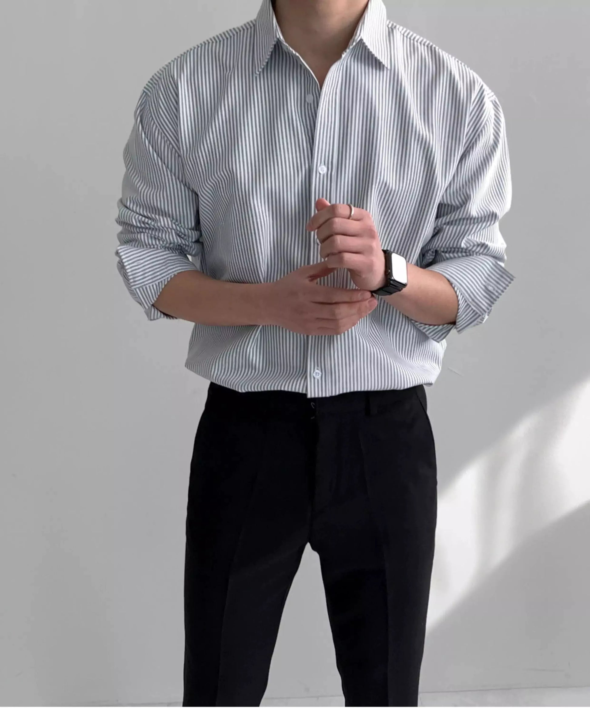 The Osaka Chill Striped Shirt - Oversized Striped Shirt – Blue & White Button Down Alex Shogun Men's Clothes