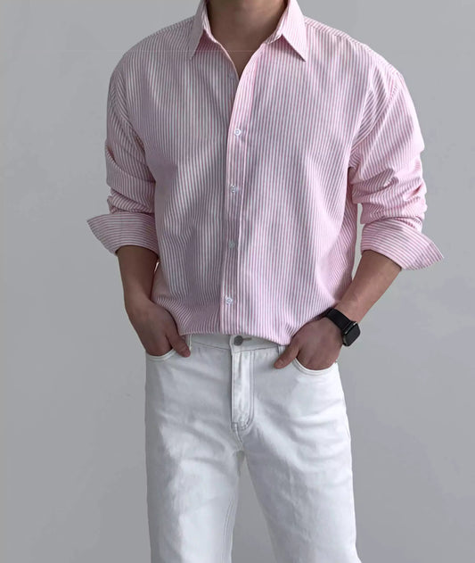The Osaka Chill Striped Shirt - Oversized Striped Shirt – Blue & White Button Down Alex Shogun Men's Clothes