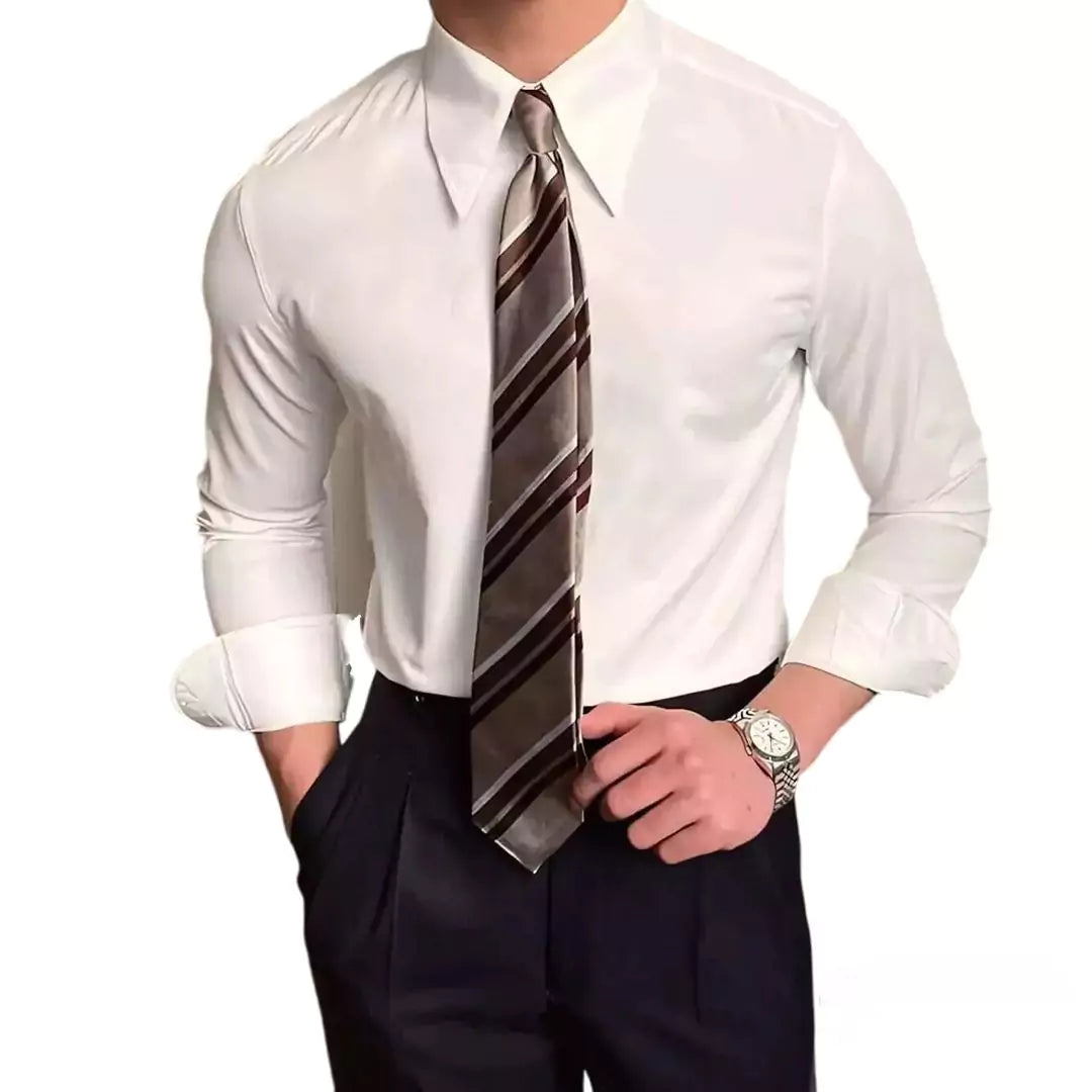 The Riviera Dress Shirt -  #  shirt Milani Dress Shirt: Perfect White Collar Riviera Dress Shirt for Men 