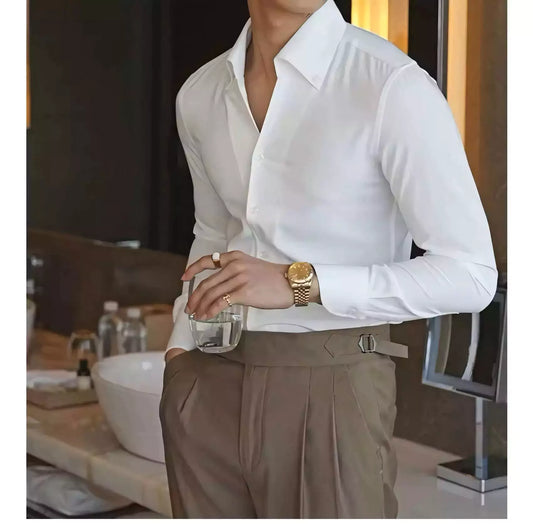 The Sartorial Italian Collar Shirt -  Italian Collar Shirt: Slim Fit, Wrinkle-Free, Luxury Menswear Alex Shogun Men's Clothes