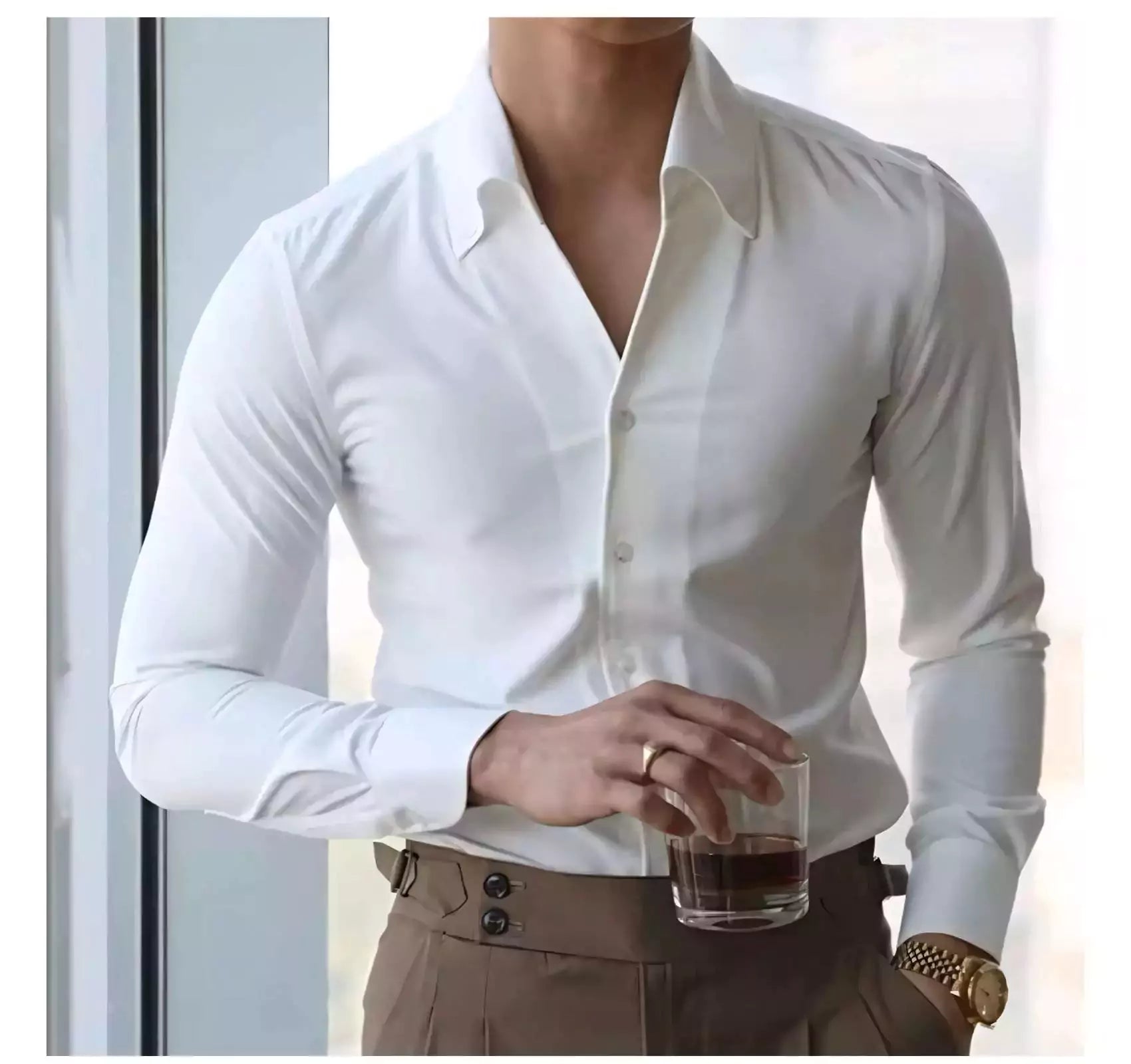The Sartorial Italian Collar Shirt -  Italian Collar Shirt: Slim Fit, Wrinkle-Free, Luxury Menswear Alex Shogun Men's Clothes