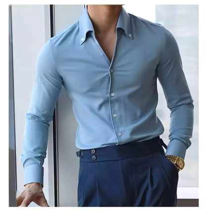 The Sartorial Italian Collar Shirt -  Italian Collar Shirt: Slim Fit, Wrinkle-Free, Luxury Menswear Alex Shogun Men's Clothes
