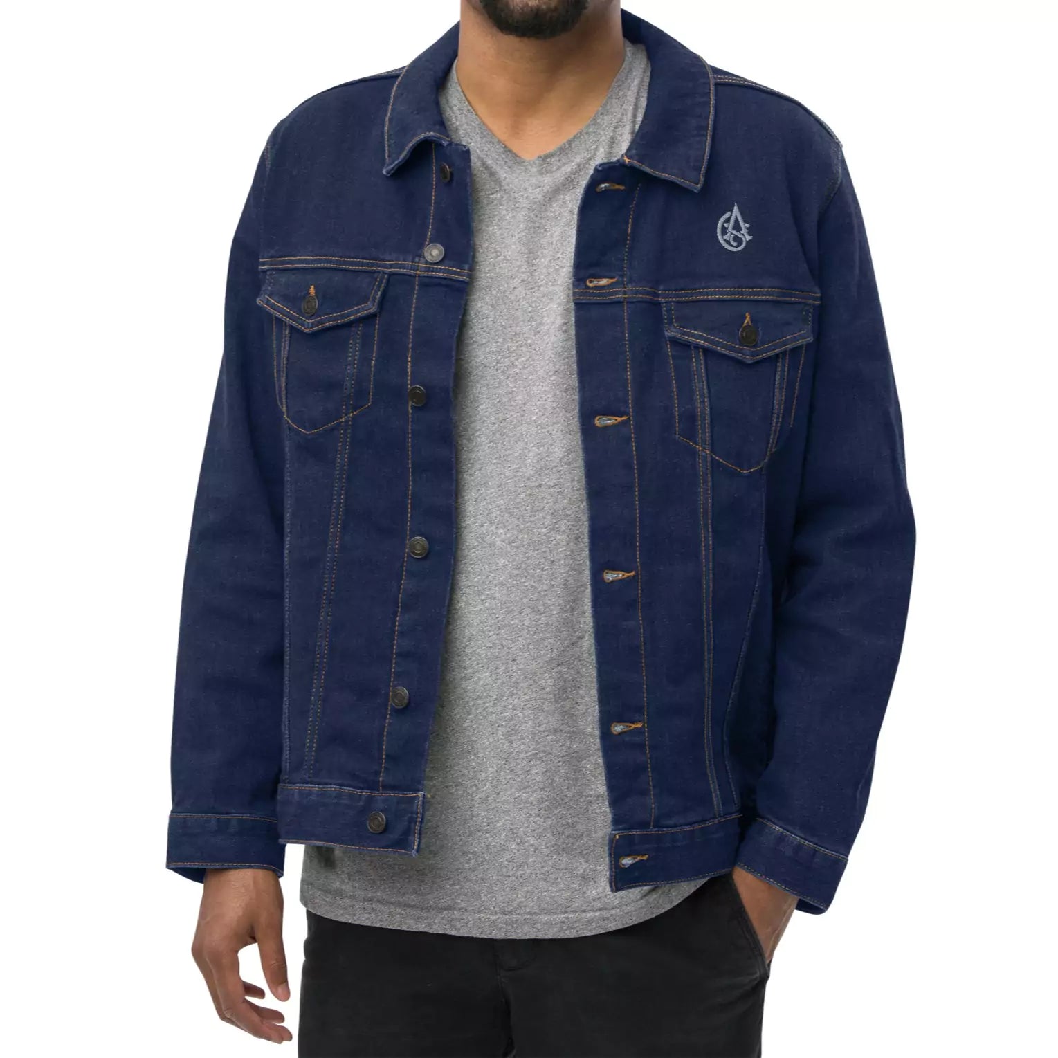 Silent Authority Denim Jacket - Embroidered Premium Denim Jacket – Alex Shogun Legacy Alex Shogun Men's Clothes